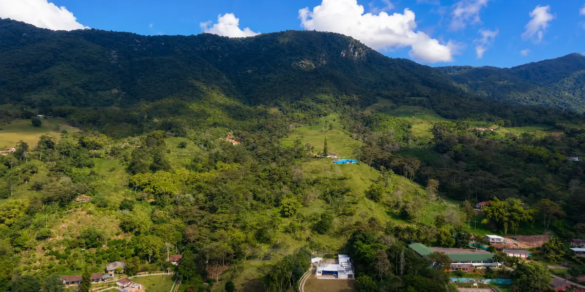 Paisaje montañoso de Peñas Blancas visto desde el entorno rural de Calarcá